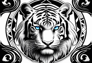 Tiger with blue eyes for leg tattoo idea