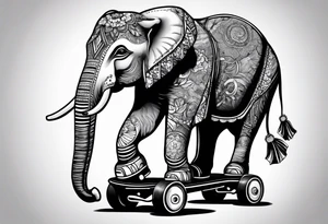 Elephant wearing roller skates tattoo idea