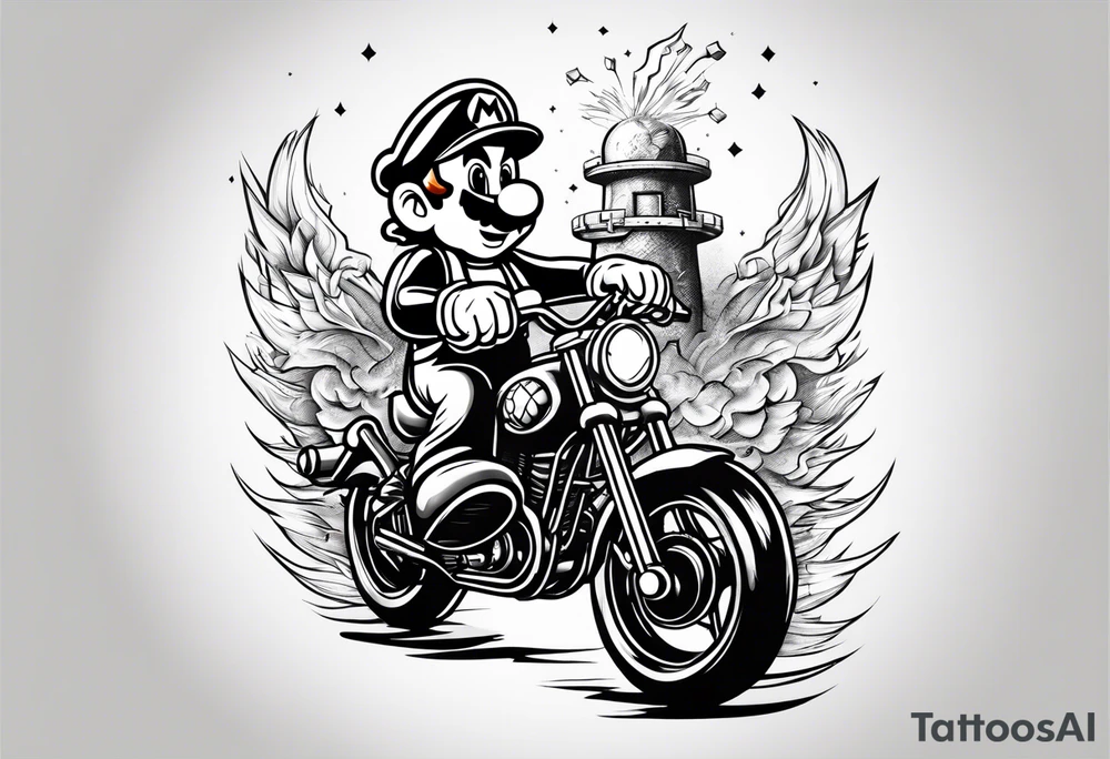 Mario riding nuke tattoo idea