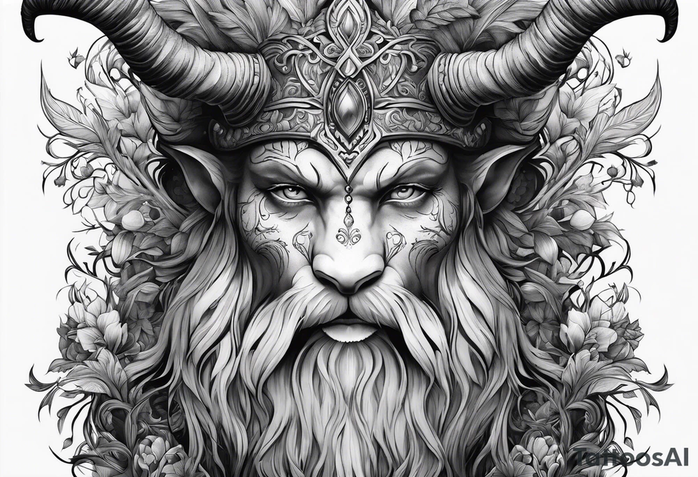 Leshy with gzhel tattoo idea