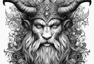 Leshy with gzhel tattoo idea