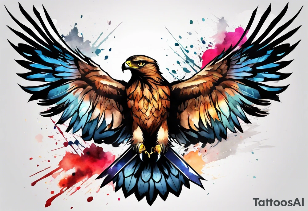 Hawk on sword tattoo idea