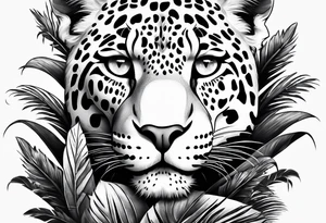 jaguar laying on palm tree tattoo idea