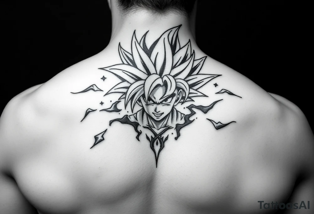 legendary dragonball z scene with energy aura and power effects tattoo idea