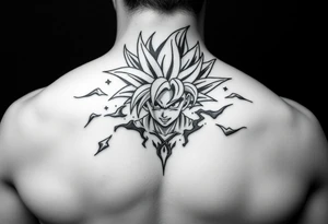 legendary dragonball z scene with energy aura and power effects tattoo idea