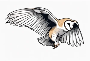 barn owl descending on prey very few straight lines tattoo idea