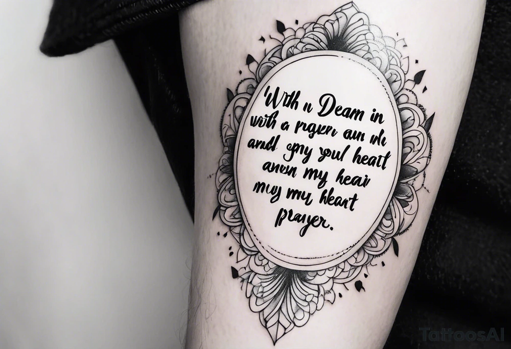 The exact quote “with a dream in my eye, and a prayer in my heart” tattoo idea