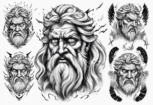 zeus with lightnings coming out of the eyes tattoo idea