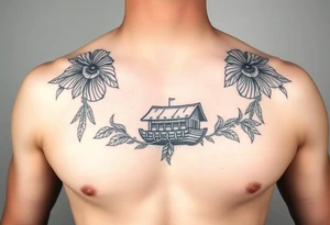 Polynesian noah’s ark tattoo chest piece tattoo idea