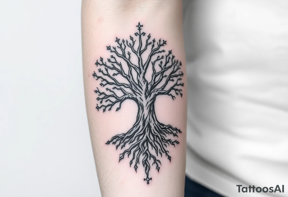 mystical tree of life with cosmic roots and celestial branches tattoo idea mystical tree of life with cosmic roots and celestial branches tattoo idea