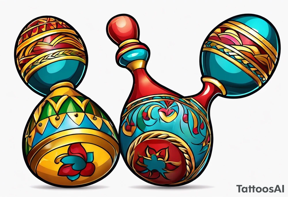 2 swinging maracas with rum tattoo idea