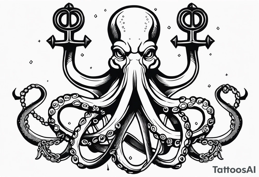 Octopus holding anchor tattoo idea