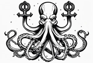 Octopus holding anchor tattoo idea