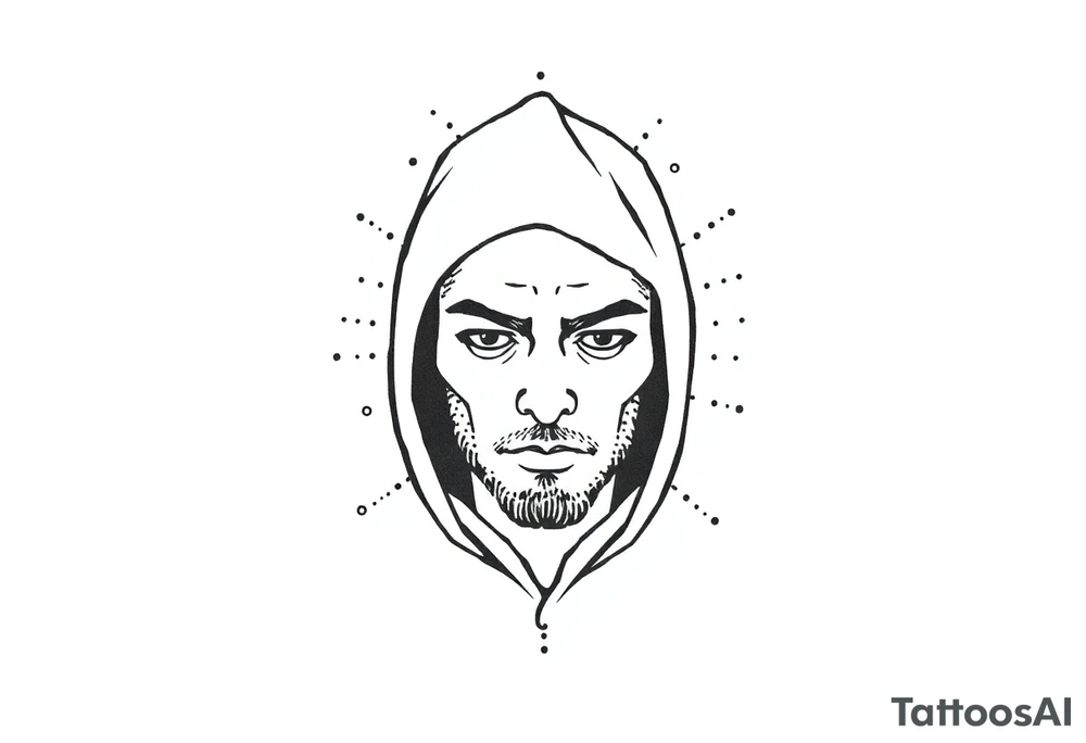 Confusion and pressure in thin lines on solo traveler with no face tattoo idea