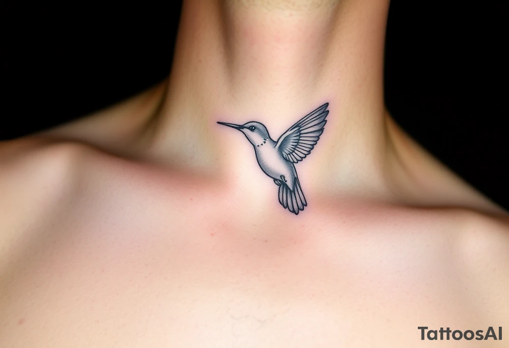 small, manly, and minimalist hummingbird on upper left side of the chest tattoo idea