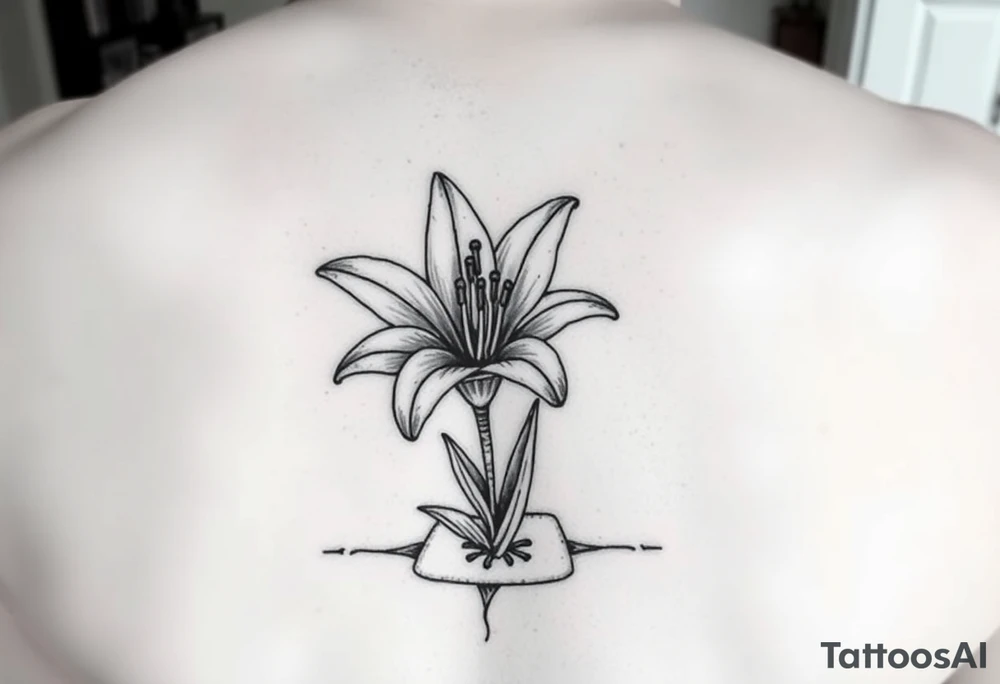 lily coming up out of the tile floor tattoo idea