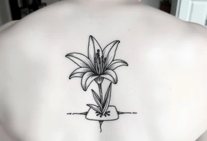 lily coming up out of the tile floor tattoo idea