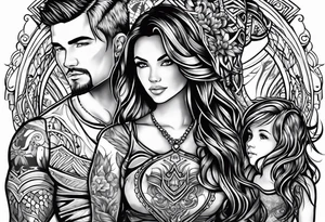 shoulder tattoo focused on family.  names kaden, mason and lori in the design tattoo idea