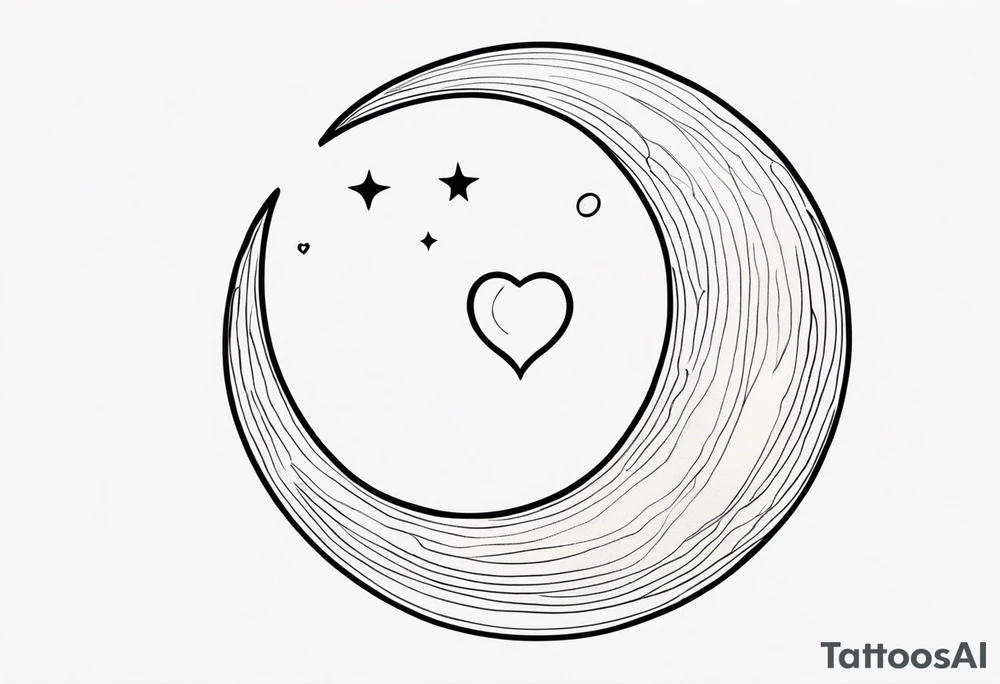 Crescent moon with a love heart inside tattoo idea