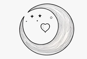 Crescent moon with a love heart inside tattoo idea