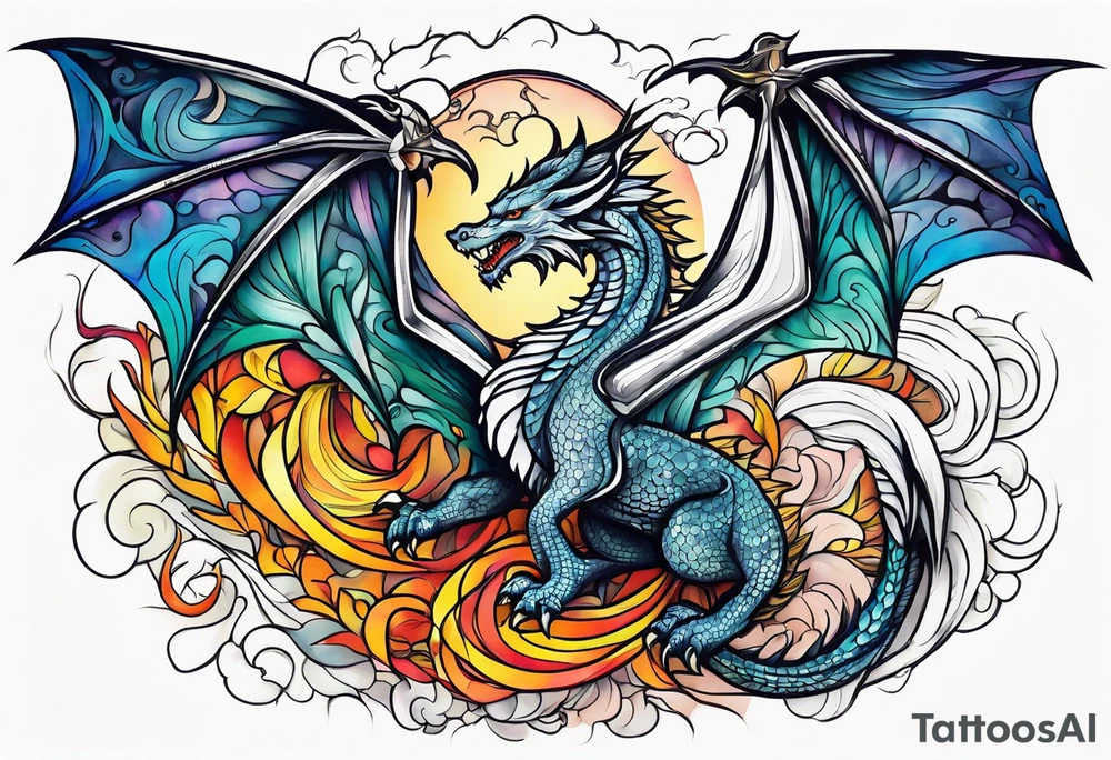 Game of thrones style flying dragon tattoo idea