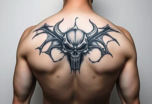 Arm tattoo of a demonic punisher ripped out the skin tattoo idea