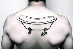 clawfoot bathtub with visible bathroom floor and a flower on the floor tattoo idea