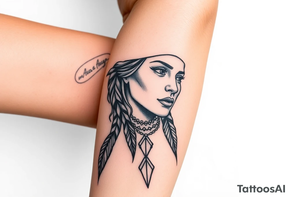 Female Native American woman tattoo idea