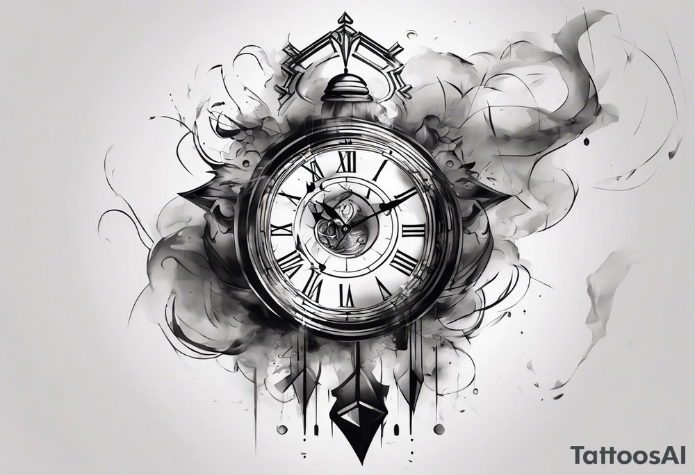 Modern clock fading with smoke tattoo idea