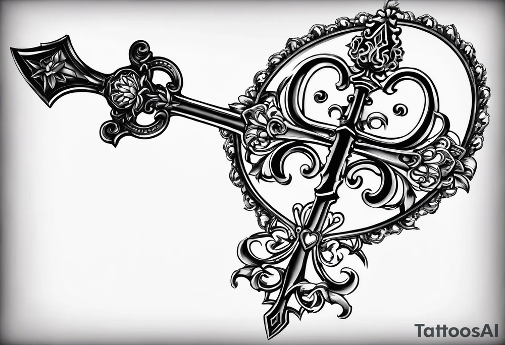 A Keyblade, with a ribbon wrapping around the blade saying “May your heart be your guiding key” tattoo idea