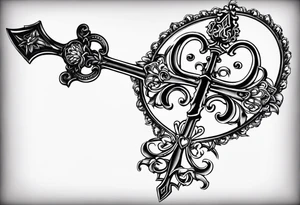 A Keyblade, with a ribbon wrapping around the blade saying “May your heart be your guiding key” tattoo idea