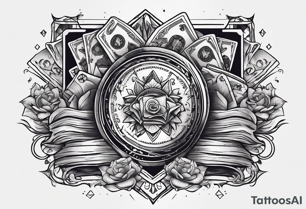 Gamble cards and cash tattoo idea