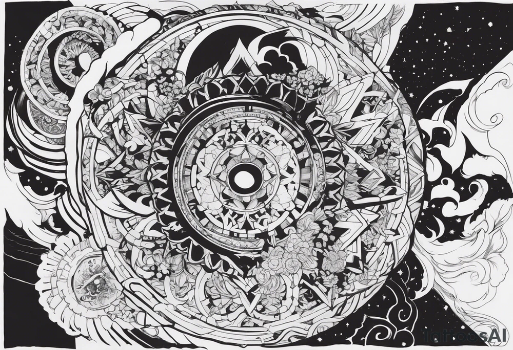 I want a full sleeve manga berserk cyber sigilism tattoo idea