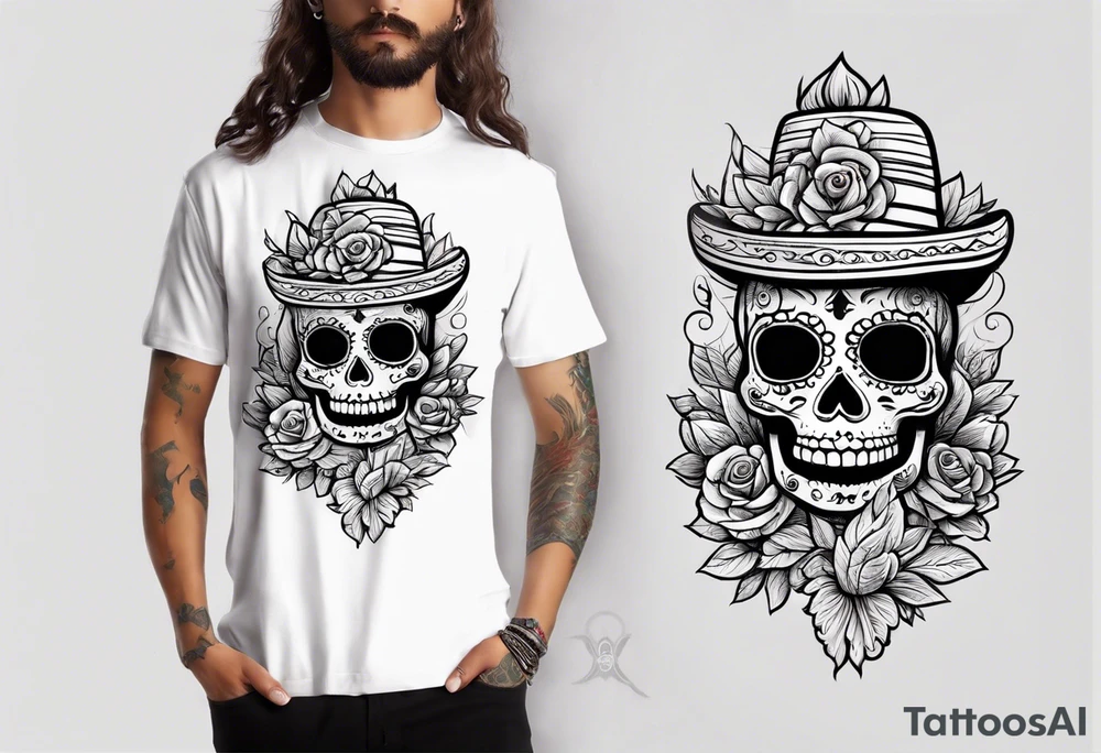 Mexico day of dead  man standing
 skeleton drink 4x6 cm cute tattoo idea