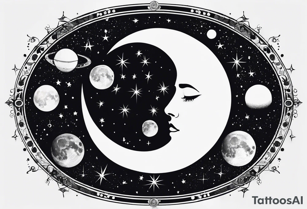 moon phases with constellations tattoo idea