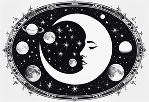 moon phases with constellations tattoo idea