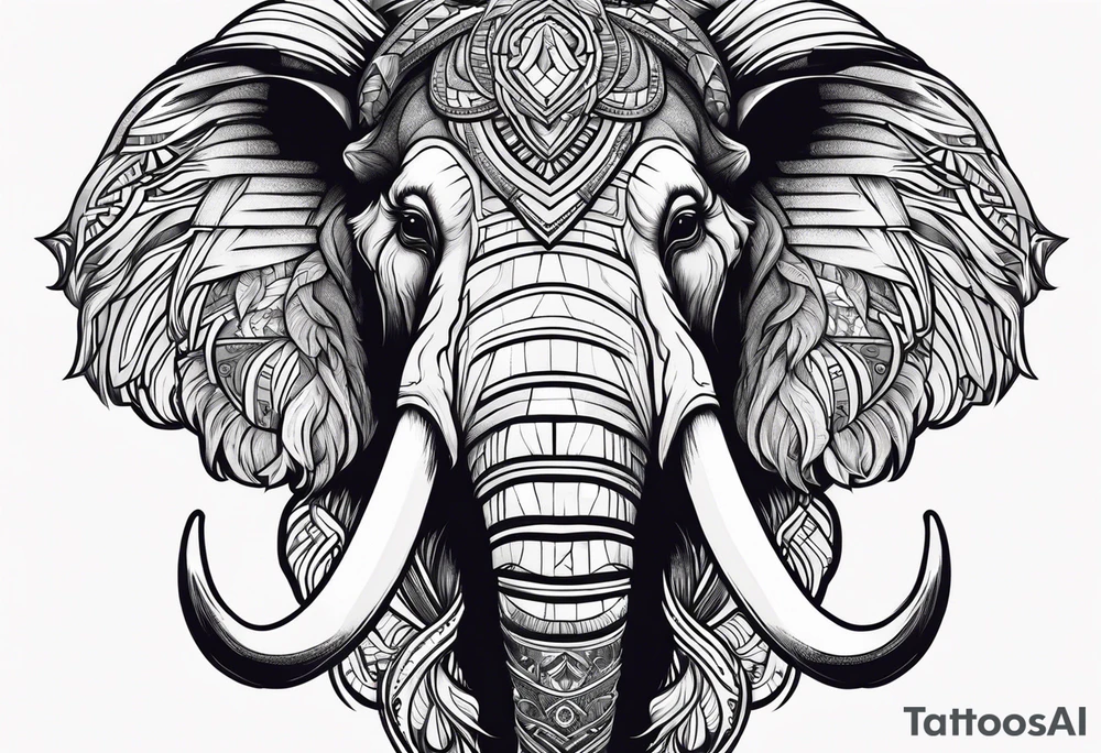 strong mammoth head centerpiece tattoo idea