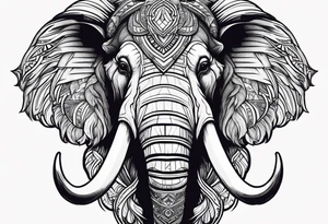strong mammoth head centerpiece tattoo idea