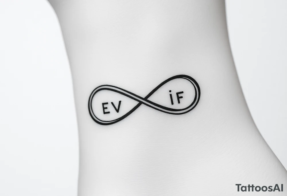 unusual  infinity symbol with words "EVEN IF" tattoo idea