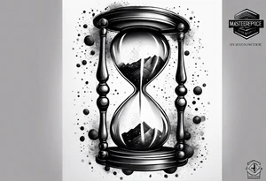 Hour glass with cosmic dust exploding from each side. Long tattoo to fit on the forearm tattoo idea
