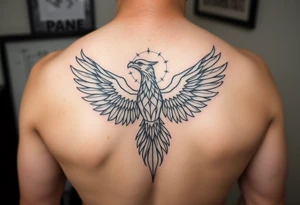 GEOMETRIC AND SYMMETRIC PHOENIX tattoo idea