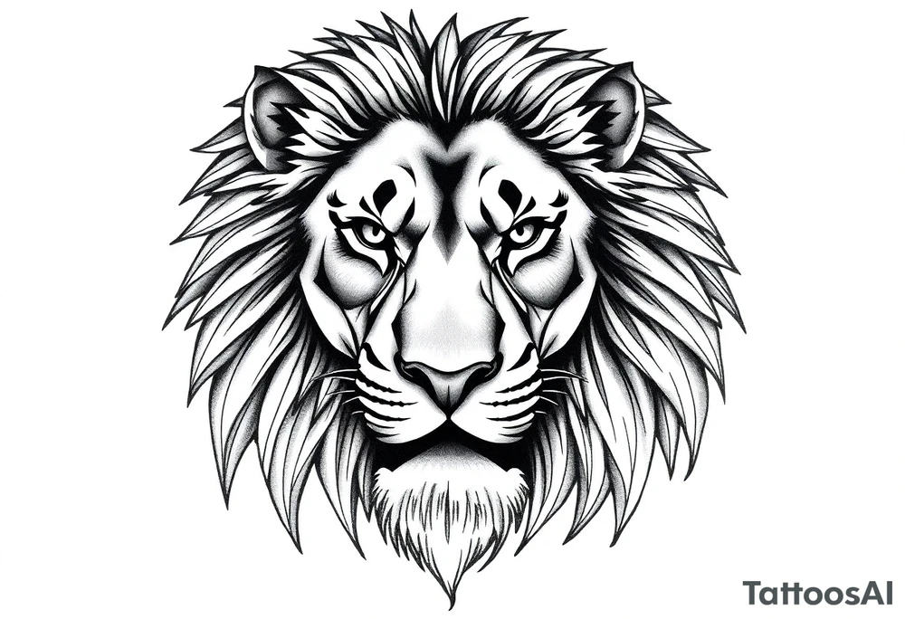 powerful majestic lion, close-up tattoo idea
