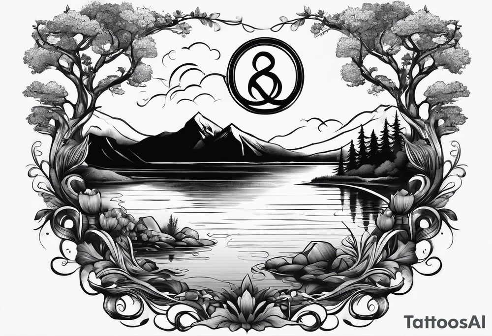 Lake with an infinity sign tattoo idea