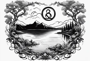 Lake with an infinity sign tattoo idea