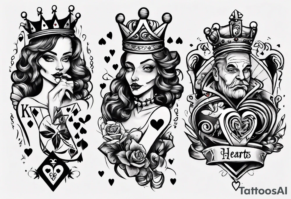 king and queen of hearts tattoo idea