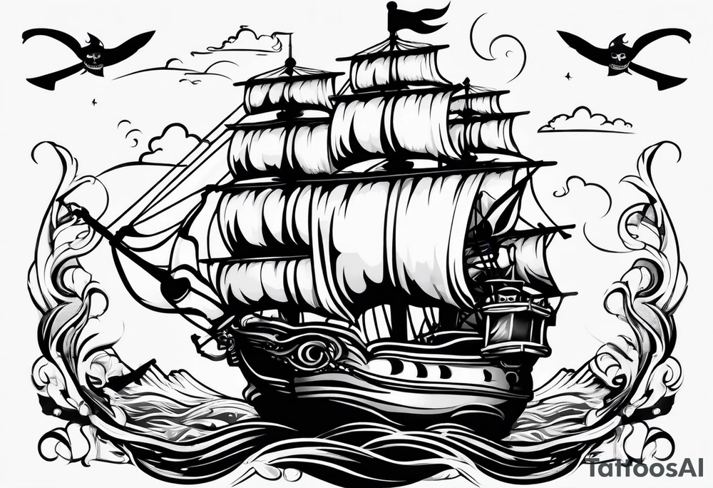 Pirate flag with snap back hat tattoo idea