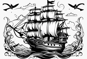 Pirate flag with snap back hat tattoo idea