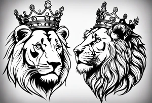 lion with a crown on top of the head tattoo idea