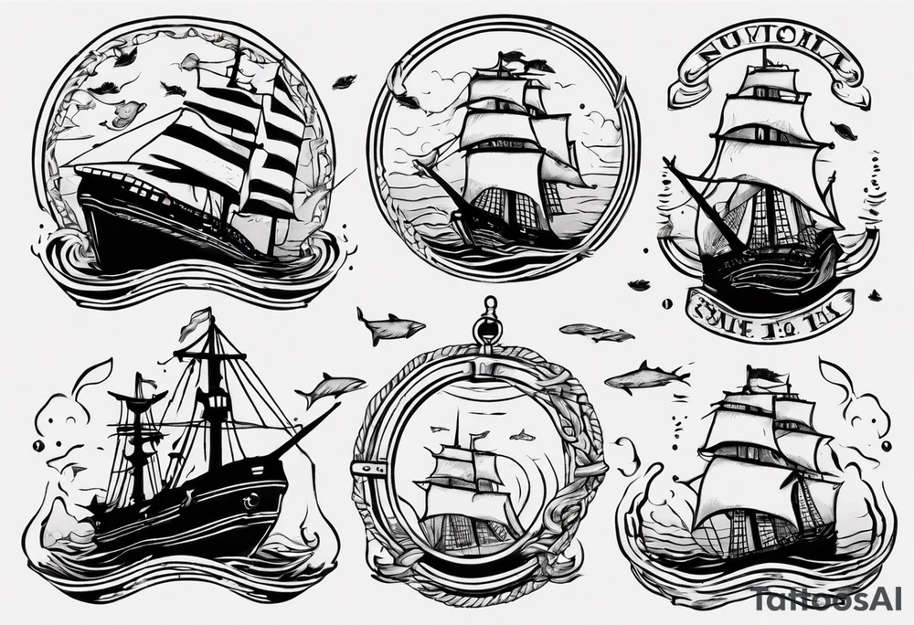 Nautical scene sunken ship tattoo idea