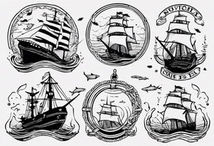 Nautical scene sunken ship tattoo idea